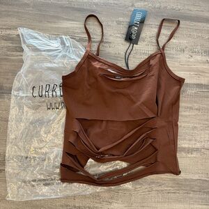 NEW WITH TAGS Dolls Kill Never Conform Slashed Tank - Brown (Size Medium)